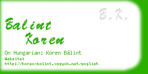balint koren business card